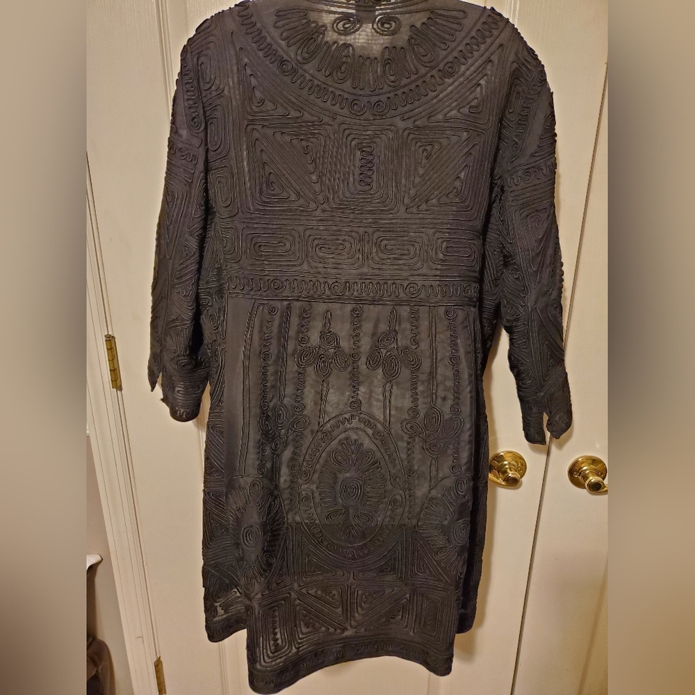 Peter Nygard Black Brocade Womens Duster Jacket - Black - Sz 14 - Picture 3 of 12